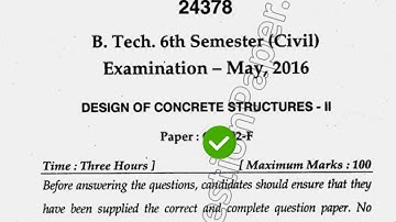 2016 Mdu BTech Civil 6th Sem Design of Concrete Structure Question Paper