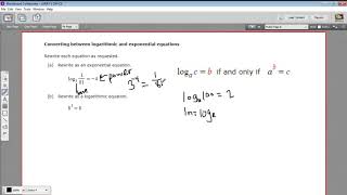 Converting between logarithmic and exponential equations