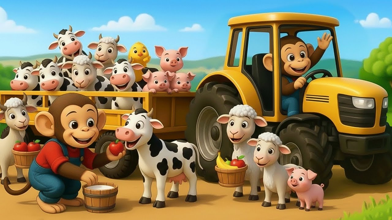 Monkey Farmer Fixes Tractor 🚜 and Plows Beet Field 🐒 Farm Work | Funny Farm