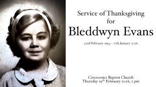 Service of Thanksgiving for Bleddwyn Evans - 19th February 2026