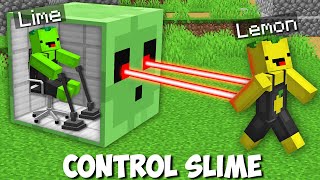 How to CONTROL A SLIME TO TROLL A FRIEND in Minecraft ? LEMON VS LIME CONTROL MOB !