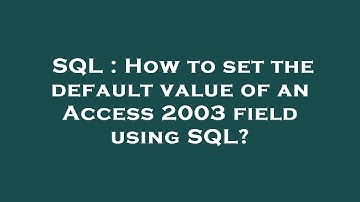 SQL : How to set the default value of an Access 2003 field using SQL?