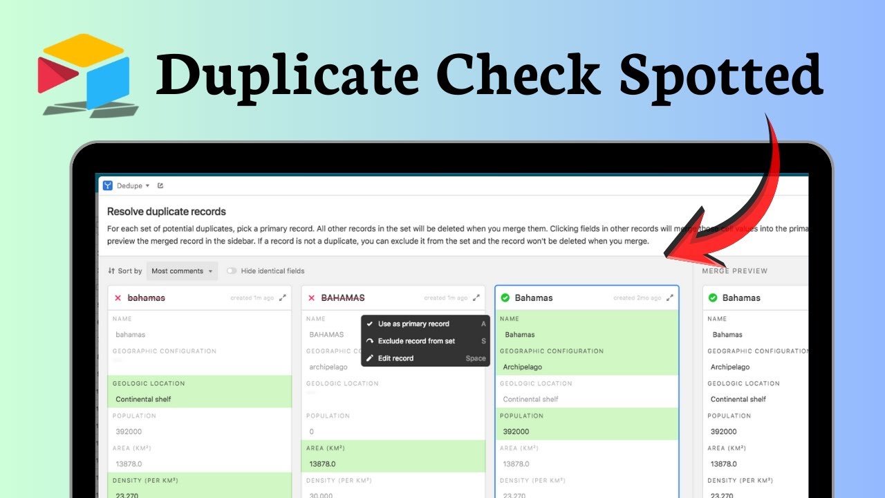 How to find duplicates in Airtable (Fields Checked)
