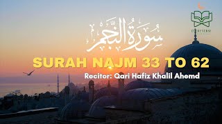 Surah An-Najm Ayah 33-62 | Recitation by Qari Hafiz Khalil Ahmed | English & Urdu Translation