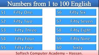 Numbers From 1 To 100 In English  part-2 : by SOFTECH Computer Academy - Hassan