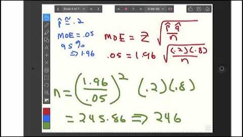Sample Size and Margin of Error (1 sample mean and 1 sample proportion)