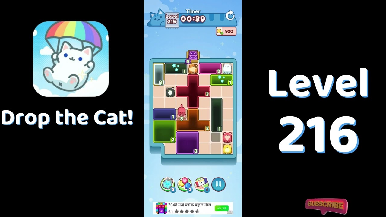 🎮 Drop the Cat! Level 216 Walkthrough | Fun Candy Puzzle