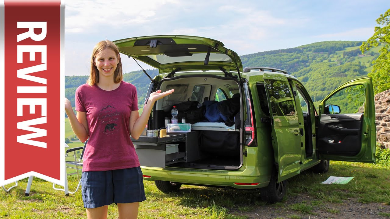 Wir campen im VW Caddy California: Schlaf-Test zu zweit, Küche, Stauraum,  Funktionen , Lob & Kritik - YouTube