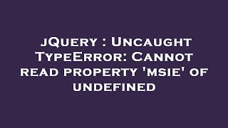 Famous jQuery : Uncaught TypeError: Cannot read property 'msie' of undefined Profile