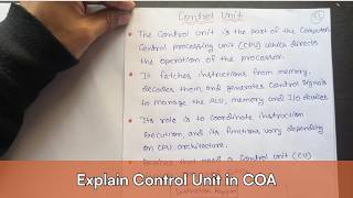 Lec 11 - Explain Control Unit in Computer Organisation and Architecture | CSE GYAN
