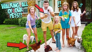 WE Tried walking ALL of our 16 PETS at one TIME!!