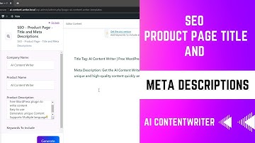 How to Create SEO  Product Page  Title and Meta Descriptions using WP AI Content Writer