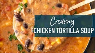 Creamy chicken tortilla soup is one of my favorite fall recipes.
it’s creamy, delicious, and filled with all tex-mex ingredient...