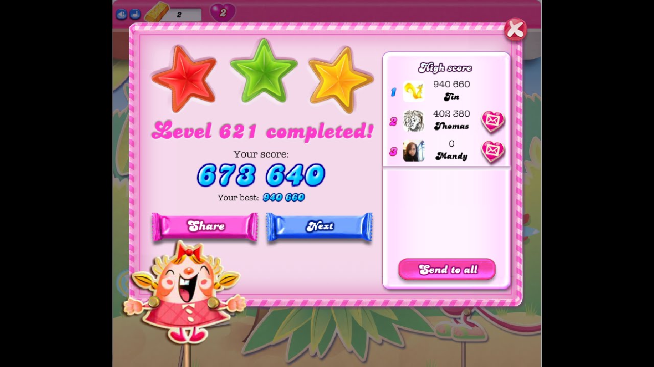 Candy Crush Saga Level 621 ★★★ NO BOOSTER - YouTube