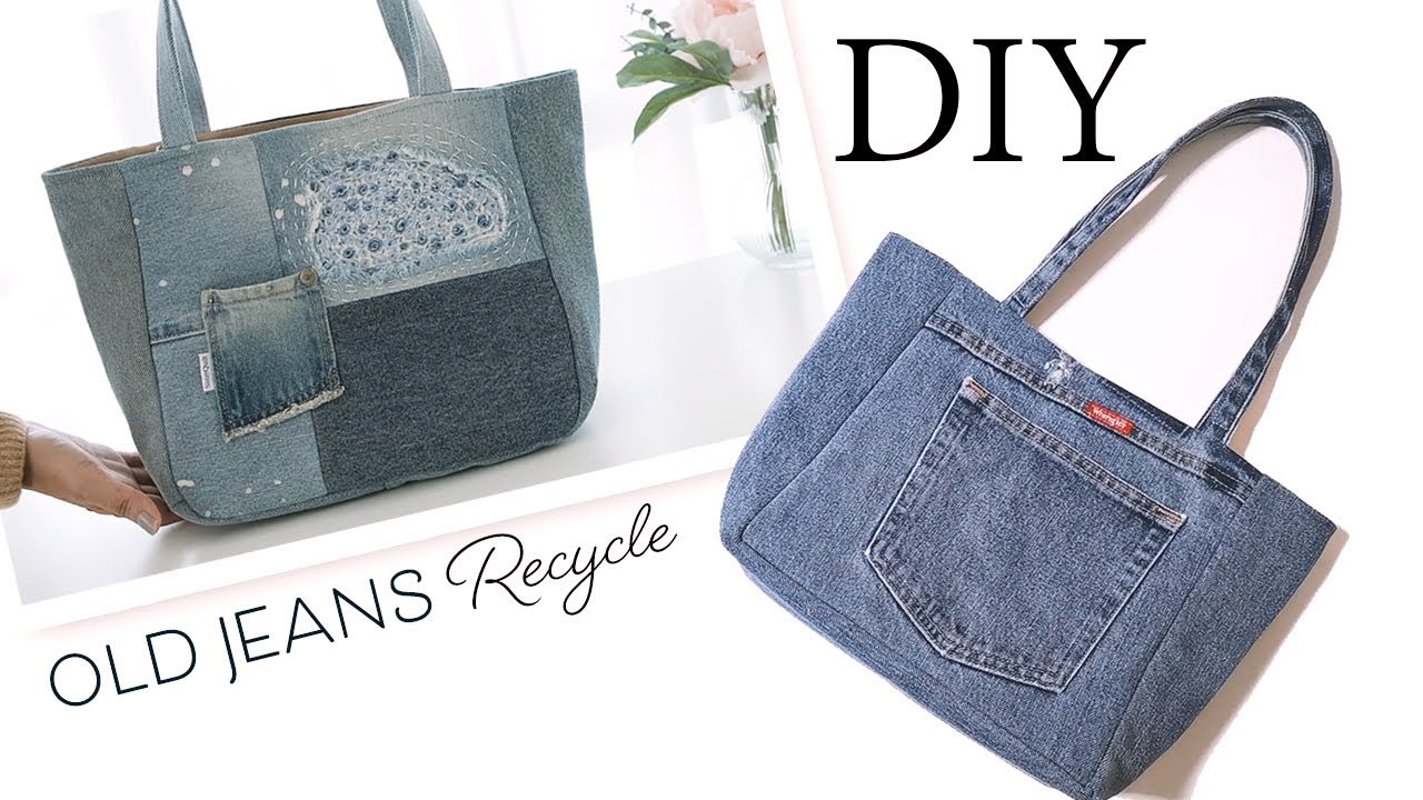 How to make recycled denim tote bag | sewing | easy | tutorial - YouTube