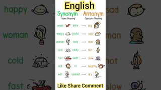 Synonym And Antonyms In English With Pictures #shortvideo #synonyms #antonyms #short @englishgrammar