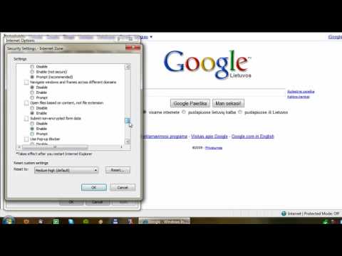 JavaScript aktyvavimas Internet Explorer interneto naršyklėje