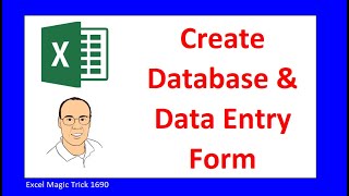 Create Excel Database and Data Entry Form. Excel Magic Trick 1690.