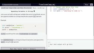 Lesson 31 | Basic JavaScript | Appending Variables to Strings