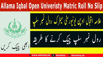Allama iqbal open university roll number slip 2022 matric download