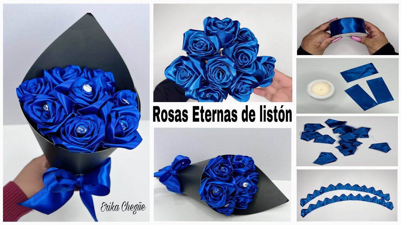 CÓMO HACER ROSAS 🌹 ETERNAS CON LISTÓN 🎀 SÚPER FÁCIL IDEAS 💡 #creative  #rosaseternas #flores 