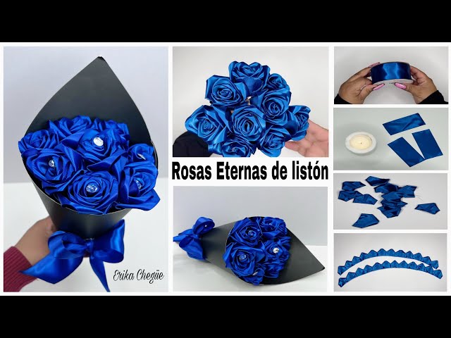 10 ideas de Rosas eternas (liston)💘  regalos rosas, ramo de cintas,  arreglos florales diy
