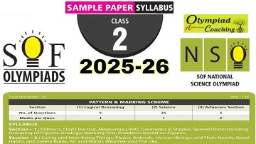 Class 2 NSO Sample Paper 2025-26 / National Science Olympiad Class 2 / NSO Science Olympiad grade 2