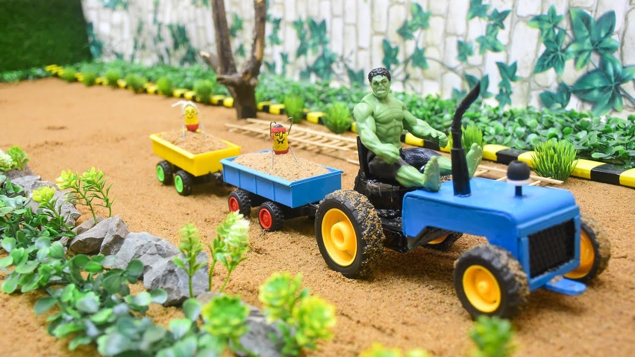 diy mini tractor | Moving heavy wood with mini tractor trolley mini ...