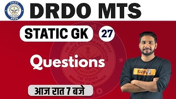 DRDO MTS /DP HEAD CONST. 2020 || Static GK|By Kuljeet Sir | Class-27 | Questions