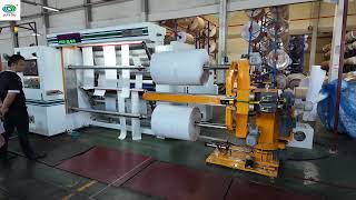 JUYOU Slitter Rewinder | Finished Roll Unloading with Unloading Stand