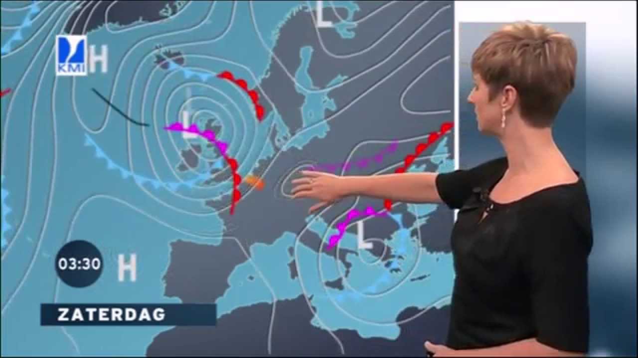Weervrouw Sabine Hagedoren op 24 december 2014 met weerbericht voor Vlaanderen