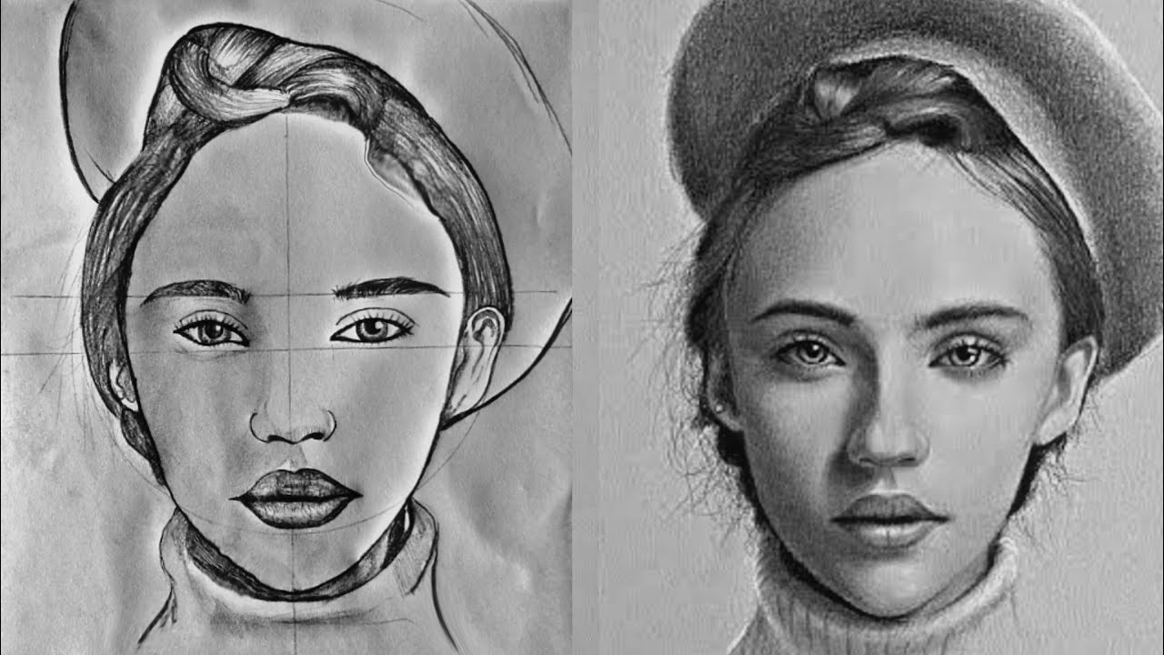 how to draw portrait using Andrew Loomis methot beautiful drawing