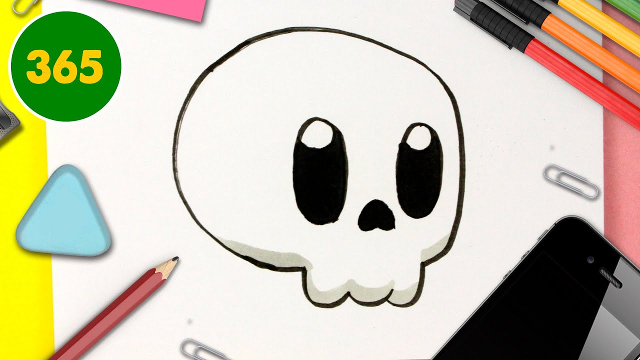 COMMENT DESSINER CRÂNE KAWAII ÉTAPE PAR ÉTAPE Dessins kawaii facile