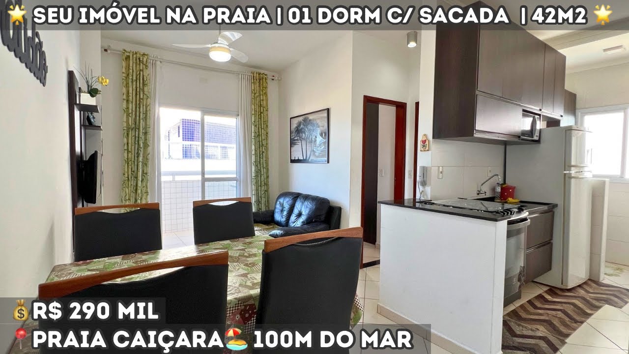 🏖️ Praia Grande l 01 Dormitório l Sacada Gourmet l 43m2 l Lazer Completo lBairro Caiçara l R$290 MIL