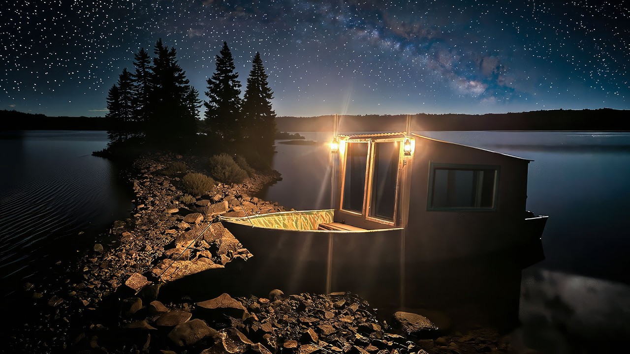 CHILLY NIGHT IN A BOAT CAMPER on a Tiny Island! (42ºF)