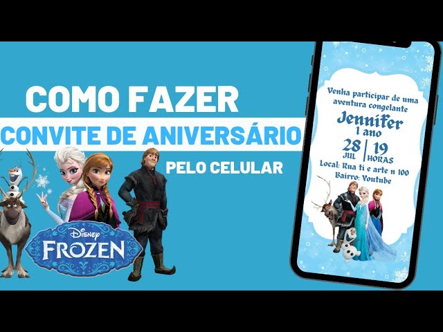 Convite Aniversario Virtual Personalizado Interativo Frozen - R
