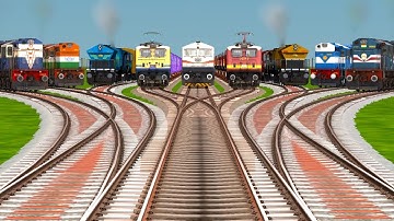 All Indian Trains Crossing At Bumpy Diamond Railroad Tracks | Indian Railways | train simulator 2025