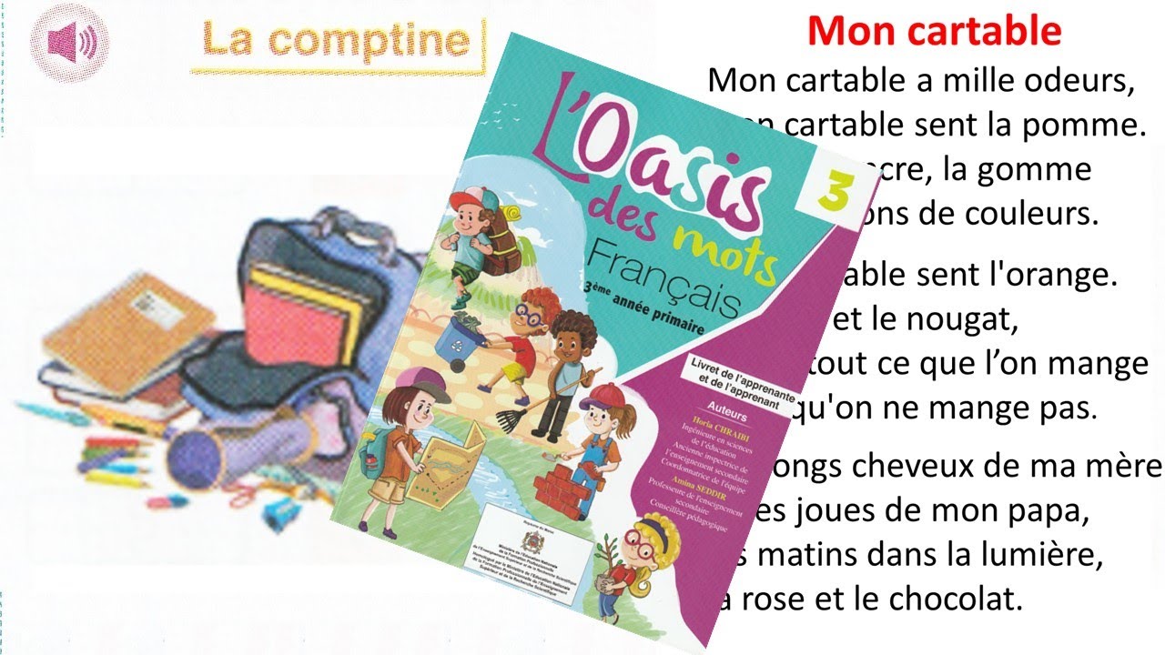 Poésie mon cartable 3AEP المستوى الثالث comptine avec refrain l’oasis ...