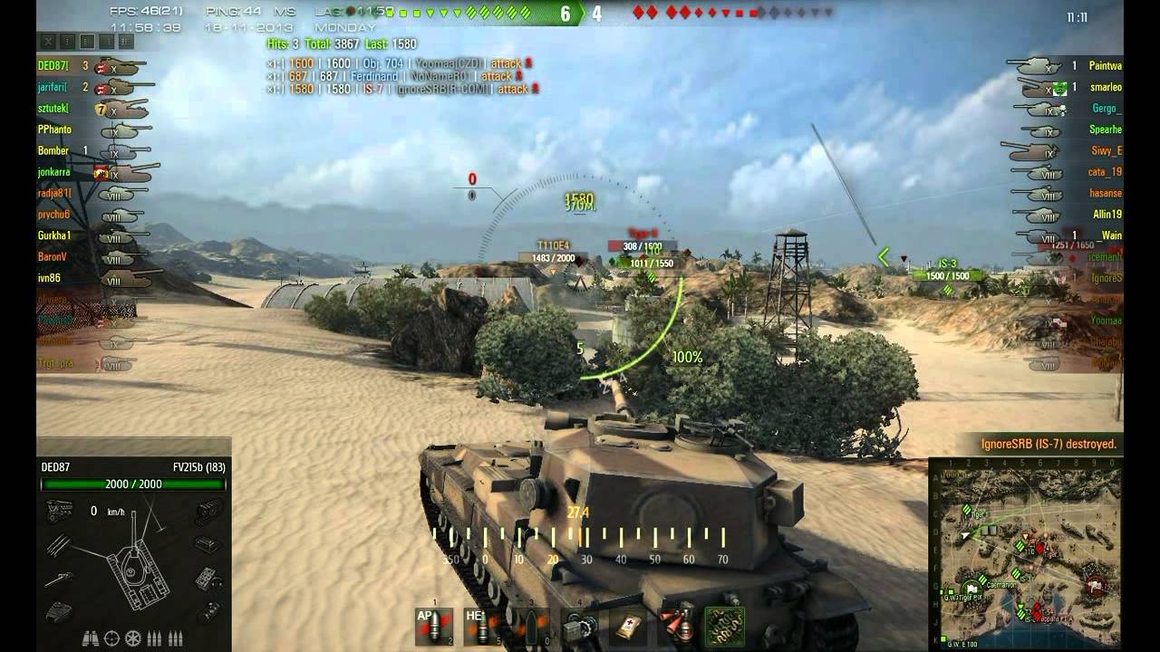 wot replay WoT 0.8.9 - FV215b (183) - Airfield - Godzilla by DED87