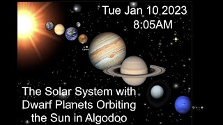 The Solar System with Dwarf Planets Orbiting the Sun in Algodoo