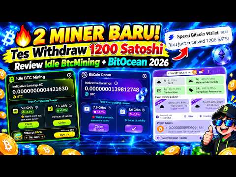 🔥 2 MINER BARU! Tes Withdraw 1200 Satoshi | Review Idle BtcMining + BitOcean 2026