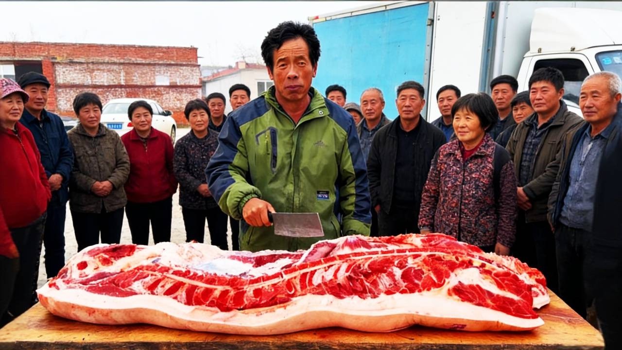 農村大黑豬超肥超胖，肉膘子和豆腐似的，老孟開張賣一頭，真狠!【立福128】