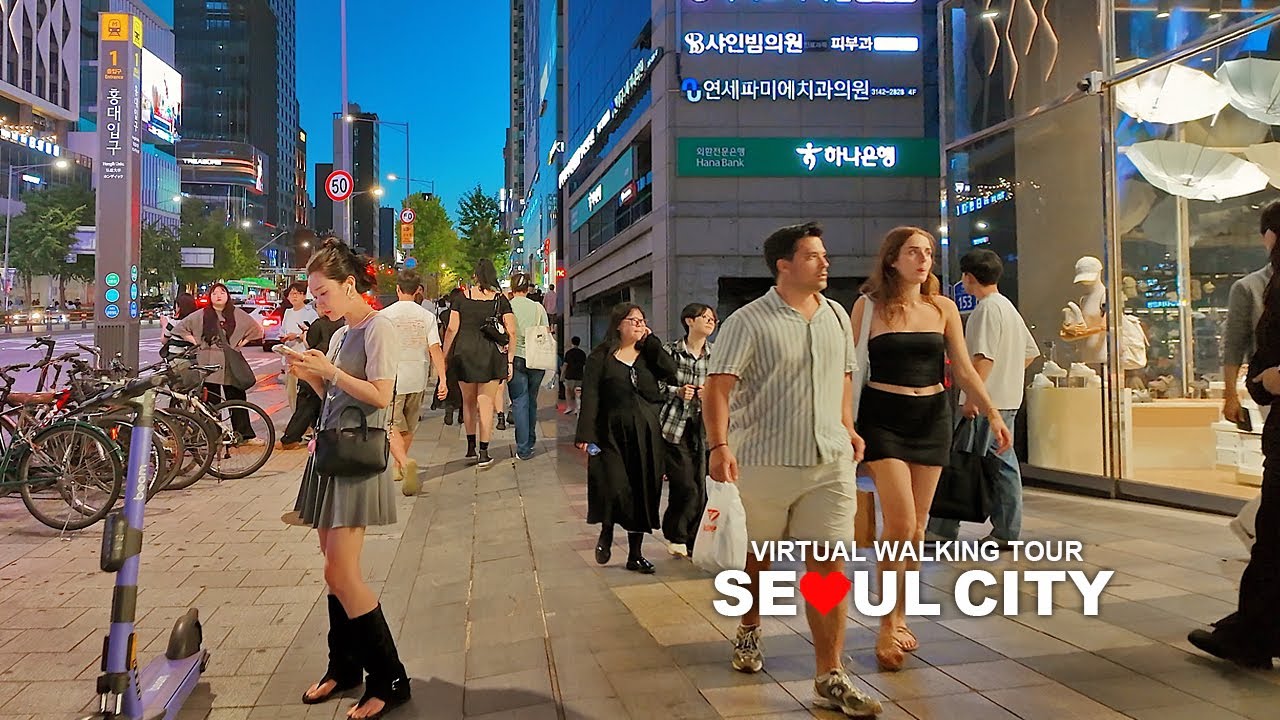 [Full Version] Seoul Evening Walk, Yeonnam-dong Cafe Street and Hongdae Street, South Korea, Travel