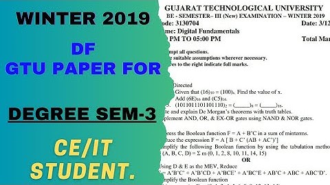 WINTER - 2019. DF  GTU Paper For Degree 3-sem CE/IT Student. #gtu #paper #students.