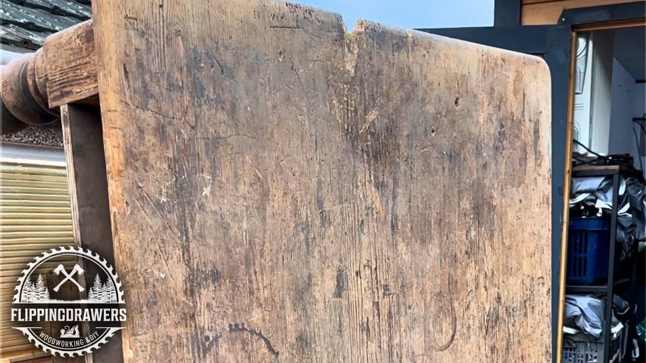 What happened to this poor table?  Satisfying restoration