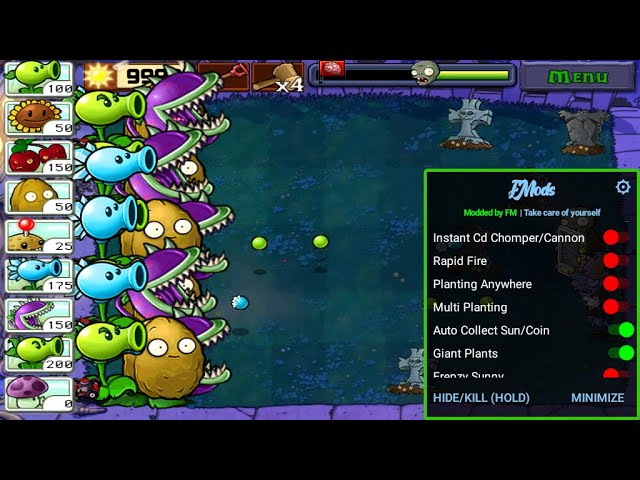 Plants Vs Zombies Mod Menu, Full Features