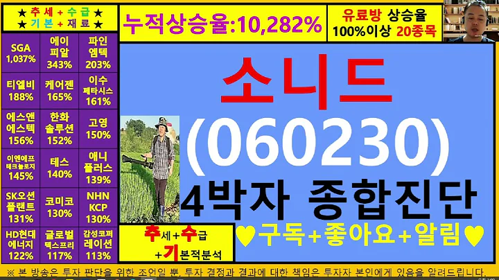 소니드(060230)4차원종목진단및향후주가전망 추수기(추수)전문가