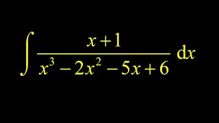 Integrate (x+1)/(x^3-2x^2-5x-6): partial fractions with a cubic denominator. Guess a root to factor!