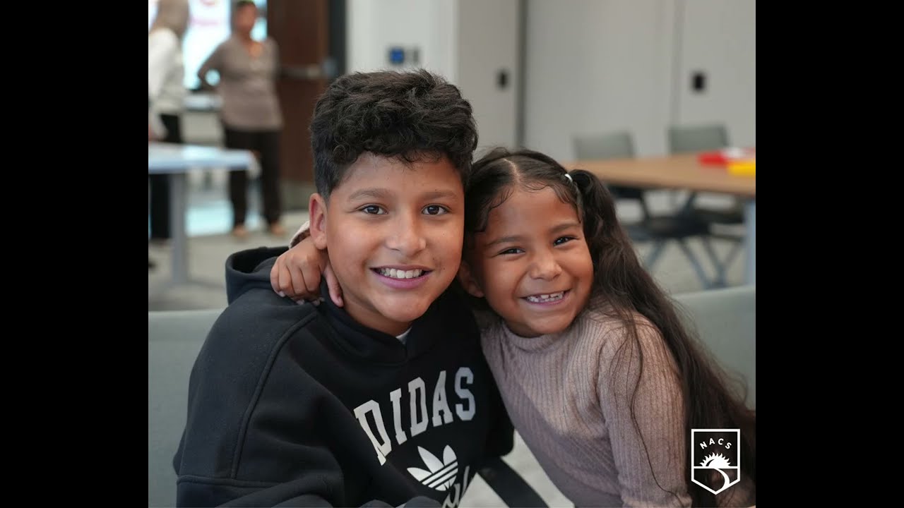 Video preview image of A brother and a sister smiling; click to visit the ParentSquare post with the video