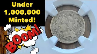 Rare 3 Cent Nickel! Low Mintage Slab!